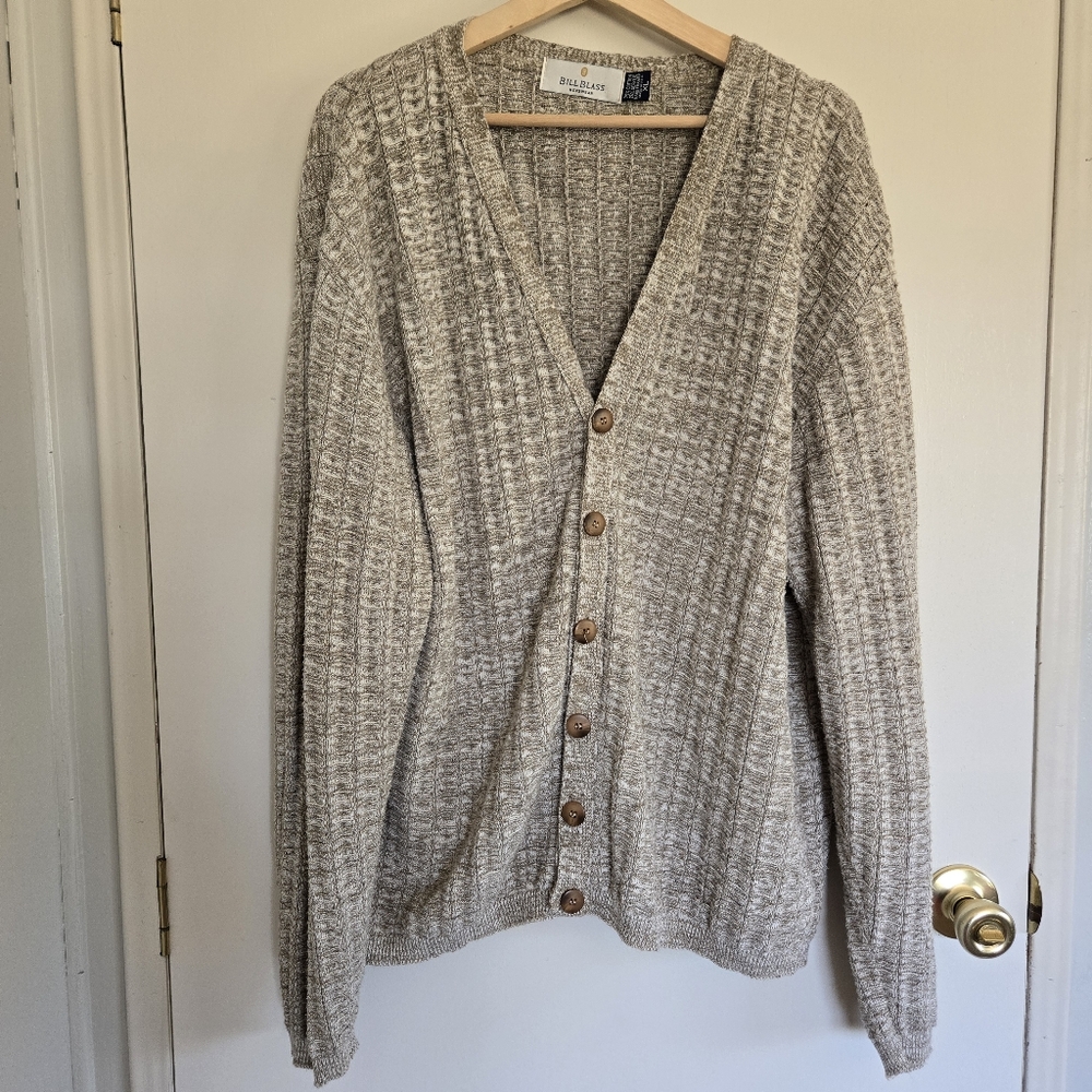 Vintage Bill Blass Men's Tan Cardigan Sweater XL